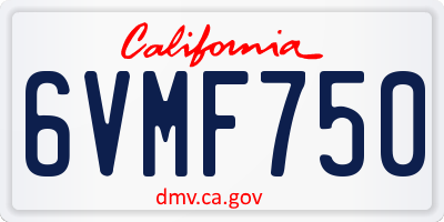 CA license plate 6VMF750