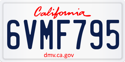 CA license plate 6VMF795