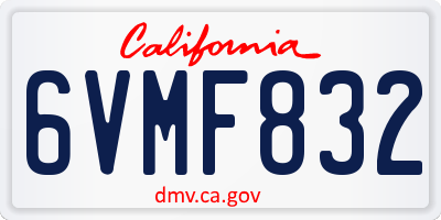 CA license plate 6VMF832