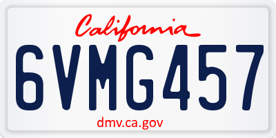 CA license plate 6VMG457