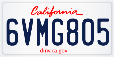 CA license plate 6VMG805