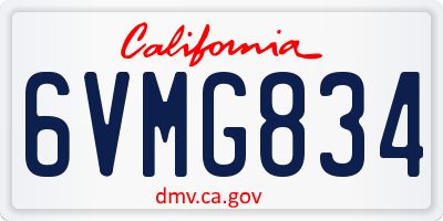 CA license plate 6VMG834
