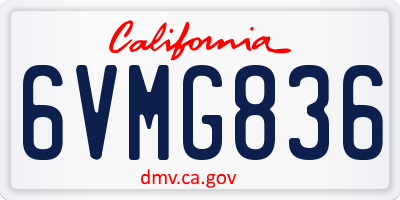 CA license plate 6VMG836