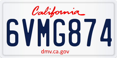 CA license plate 6VMG874