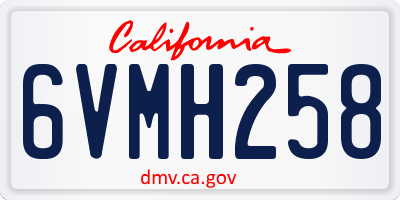 CA license plate 6VMH258