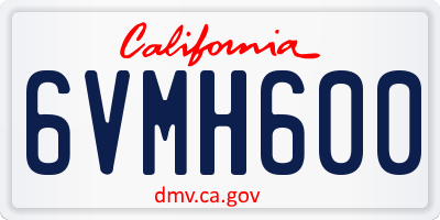 CA license plate 6VMH600