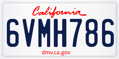 CA license plate 6VMH786