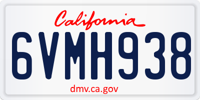 CA license plate 6VMH938
