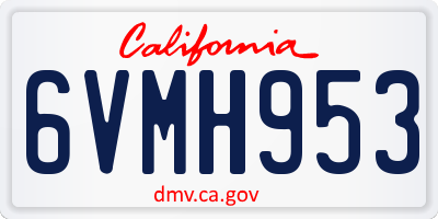 CA license plate 6VMH953
