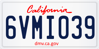 CA license plate 6VMI039