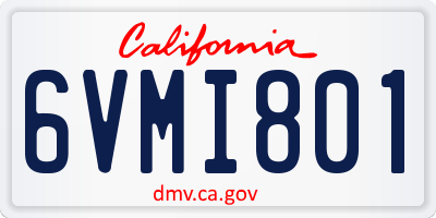 CA license plate 6VMI801