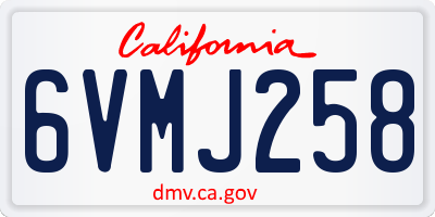 CA license plate 6VMJ258