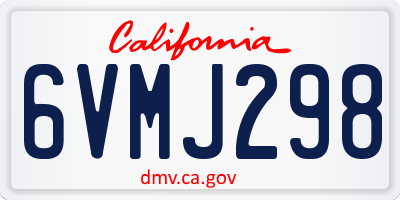 CA license plate 6VMJ298