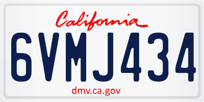 CA license plate 6VMJ434