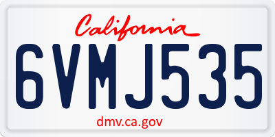 CA license plate 6VMJ535