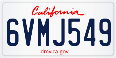 CA license plate 6VMJ549