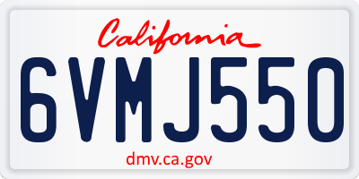 CA license plate 6VMJ550