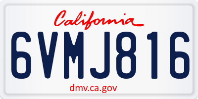 CA license plate 6VMJ816
