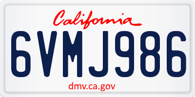 CA license plate 6VMJ986