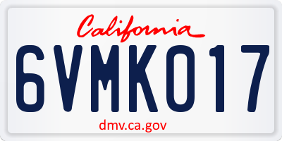 CA license plate 6VMK017