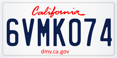 CA license plate 6VMK074