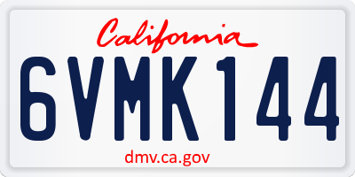 CA license plate 6VMK144