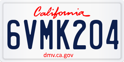 CA license plate 6VMK204