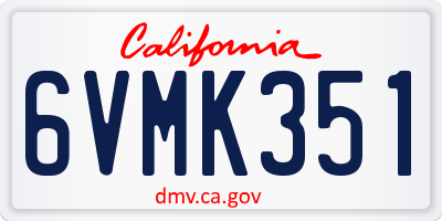CA license plate 6VMK351