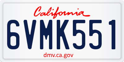 CA license plate 6VMK551