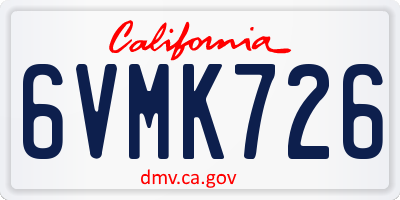 CA license plate 6VMK726