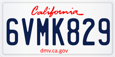 CA license plate 6VMK829