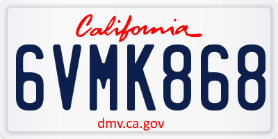 CA license plate 6VMK868