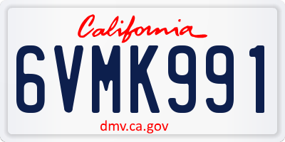 CA license plate 6VMK991