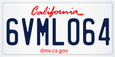 CA license plate 6VML064