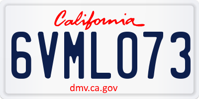 CA license plate 6VML073