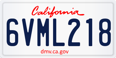 CA license plate 6VML218