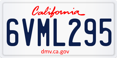 CA license plate 6VML295