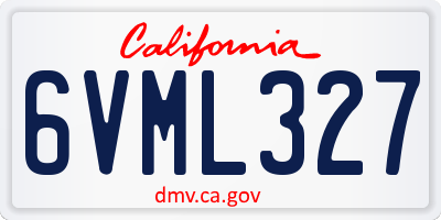 CA license plate 6VML327