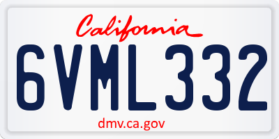 CA license plate 6VML332