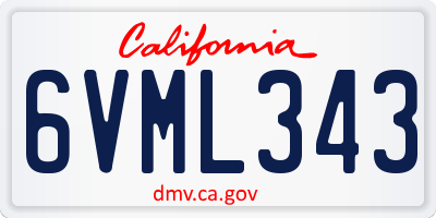CA license plate 6VML343