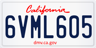 CA license plate 6VML605