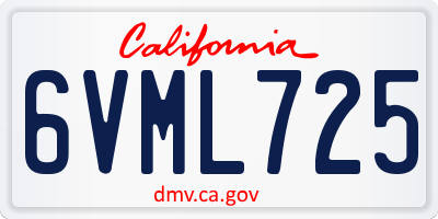 CA license plate 6VML725