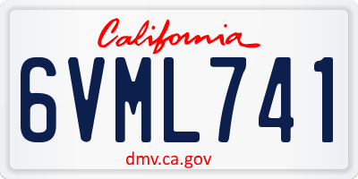 CA license plate 6VML741