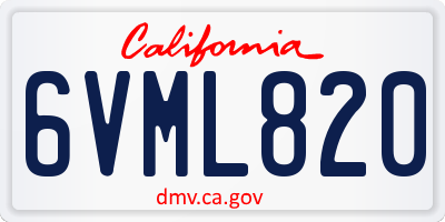 CA license plate 6VML820
