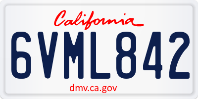 CA license plate 6VML842