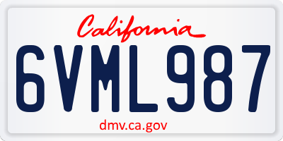 CA license plate 6VML987