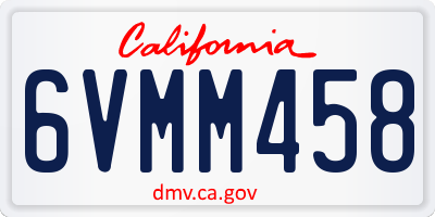 CA license plate 6VMM458