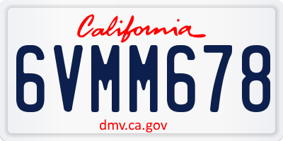 CA license plate 6VMM678