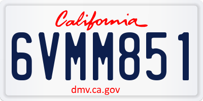 CA license plate 6VMM851