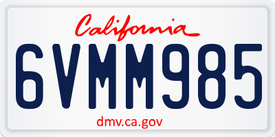 CA license plate 6VMM985